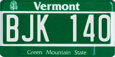 VT license plate BJK140