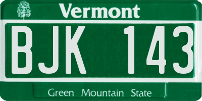 VT license plate BJK143