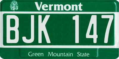 VT license plate BJK147