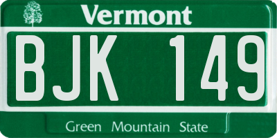 VT license plate BJK149