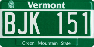 VT license plate BJK151