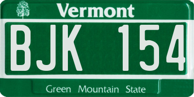 VT license plate BJK154
