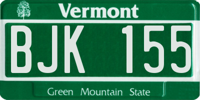 VT license plate BJK155