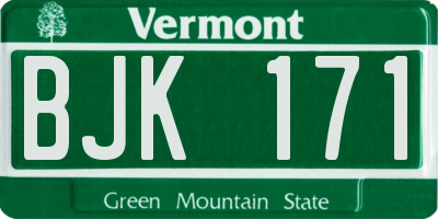 VT license plate BJK171