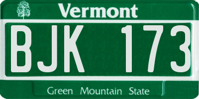 VT license plate BJK173