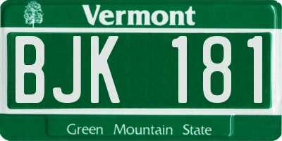 VT license plate BJK181