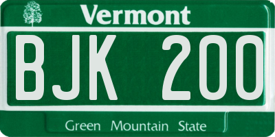 VT license plate BJK200