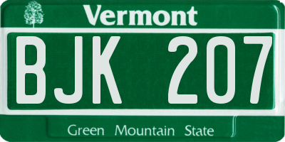 VT license plate BJK207