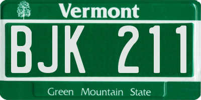 VT license plate BJK211