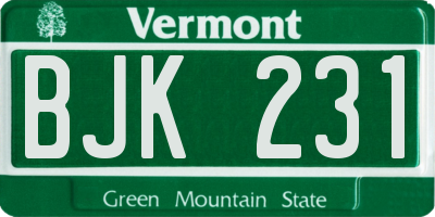VT license plate BJK231