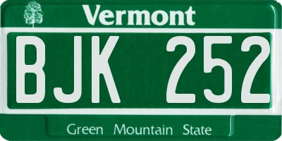 VT license plate BJK252