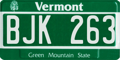 VT license plate BJK263