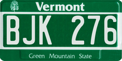 VT license plate BJK276