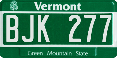 VT license plate BJK277