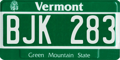 VT license plate BJK283