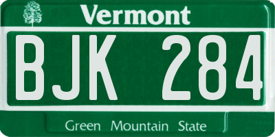 VT license plate BJK284