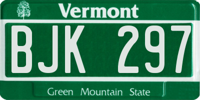 VT license plate BJK297