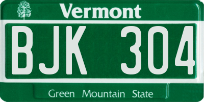 VT license plate BJK304