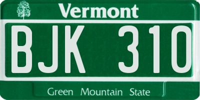 VT license plate BJK310
