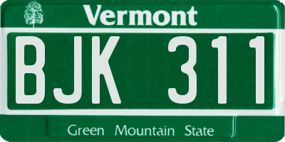 VT license plate BJK311