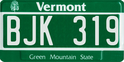 VT license plate BJK319