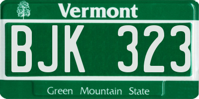 VT license plate BJK323