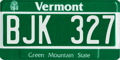 VT license plate BJK327
