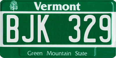 VT license plate BJK329