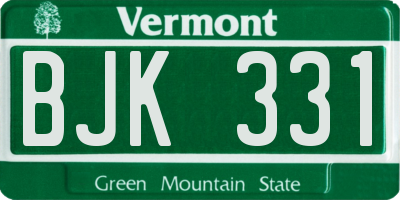 VT license plate BJK331
