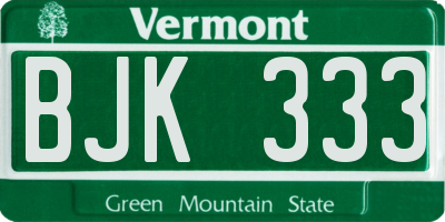 VT license plate BJK333