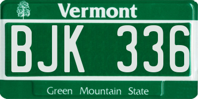 VT license plate BJK336