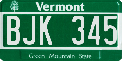 VT license plate BJK345