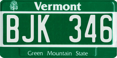 VT license plate BJK346