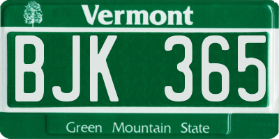 VT license plate BJK365