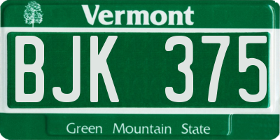 VT license plate BJK375