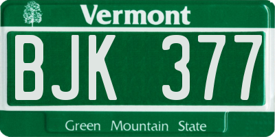 VT license plate BJK377