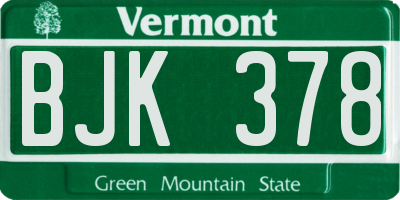 VT license plate BJK378
