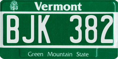 VT license plate BJK382