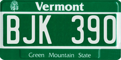 VT license plate BJK390