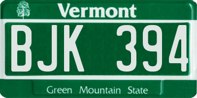 VT license plate BJK394