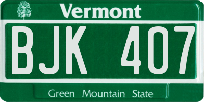 VT license plate BJK407