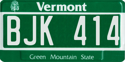 VT license plate BJK414
