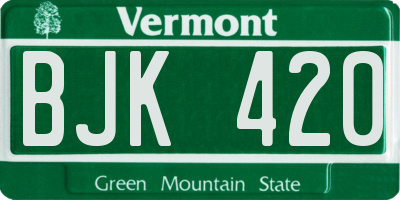 VT license plate BJK420