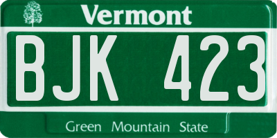 VT license plate BJK423