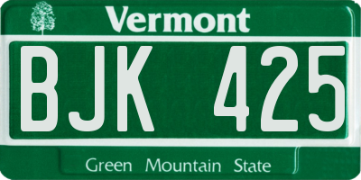 VT license plate BJK425