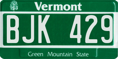 VT license plate BJK429