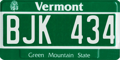 VT license plate BJK434