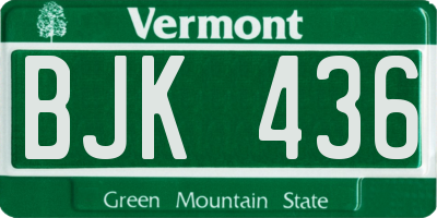 VT license plate BJK436