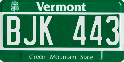 VT license plate BJK443