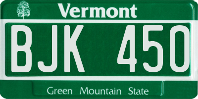 VT license plate BJK450